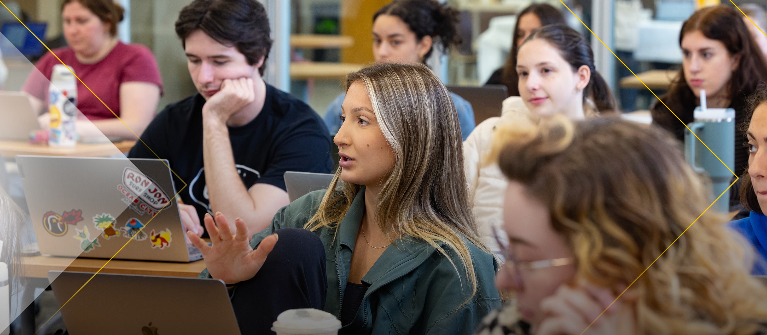 Student speaking in classroom