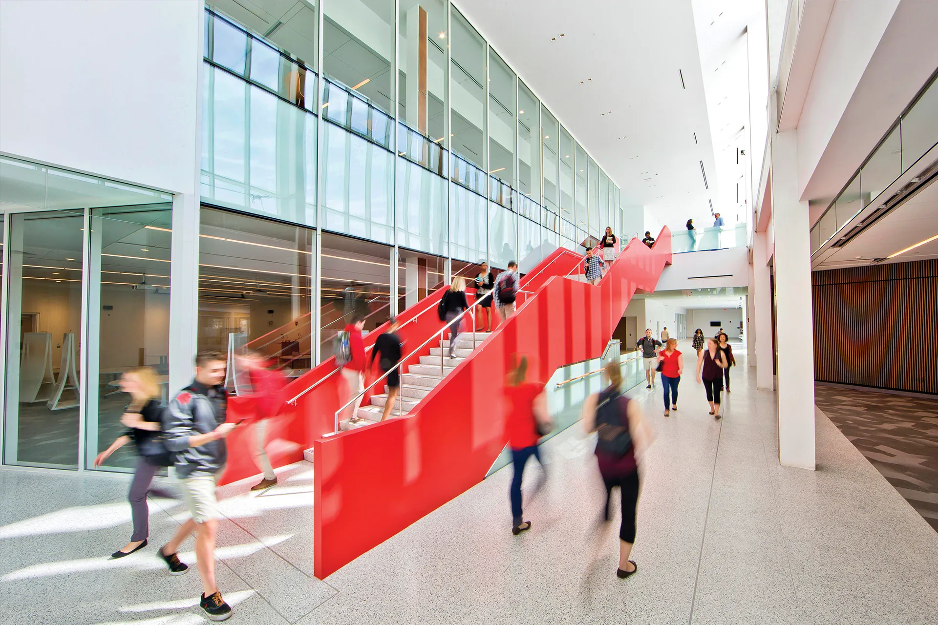 Student walking inside the building